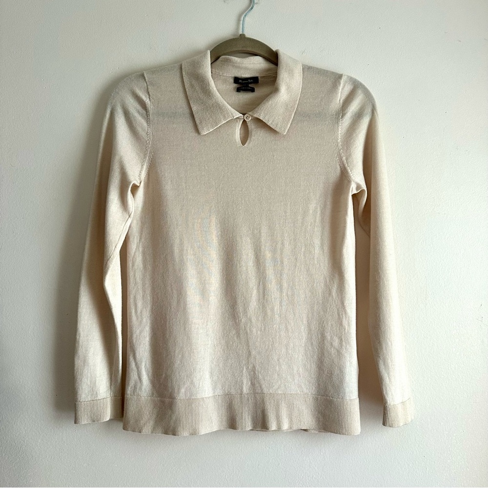 Massimo Dutti • Wool Lyocell Collared Keyhole Sweater